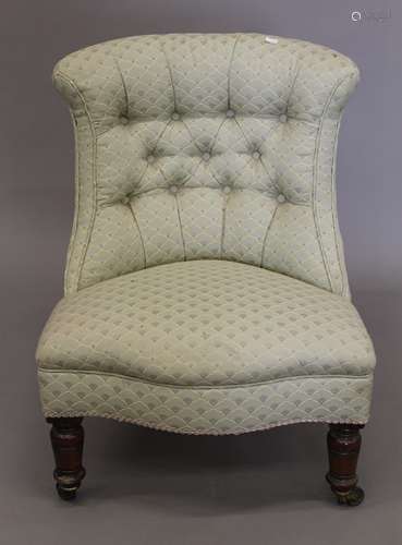 A Victorian upholstered nursing chair. 57 cm wide.