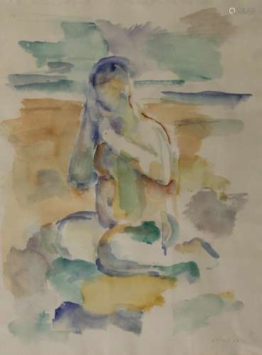 FRISO TEN HOLT (1921-1997) Dutch, Seated Nude, watercolour, ...