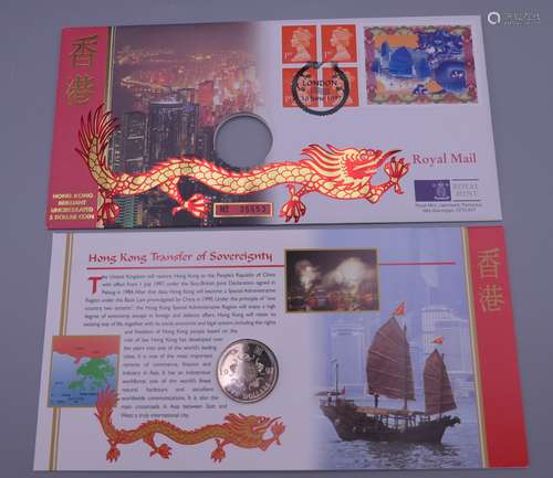 A 1997 Hong Kong coin and stamp set.