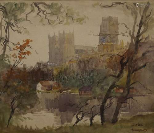 CHARLES HANNAFORD, Durham Cathedral, watercolour, signed, fr...