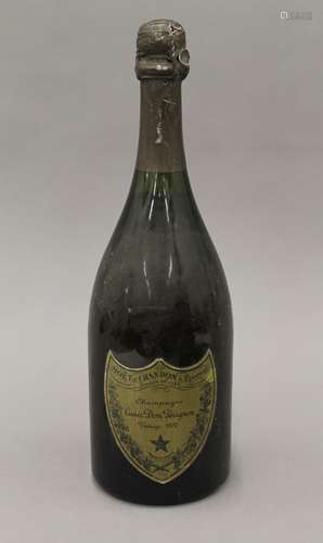 A bottle of Dom Perignon Brut Champagne 1970.