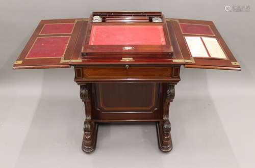 A Victorian rising folding topped line inlaid and crossbande...