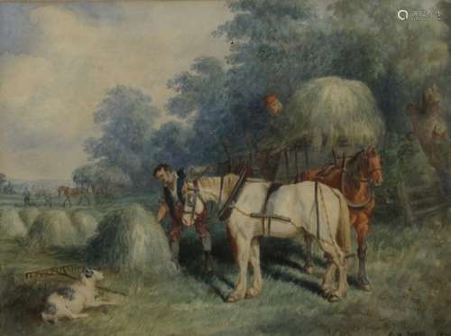 E H JONES, A Harvest Scene, watercolour, signed and dated 18...