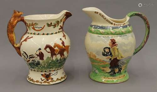 Two early 20th century porcelain musical jugs. Each approxim...