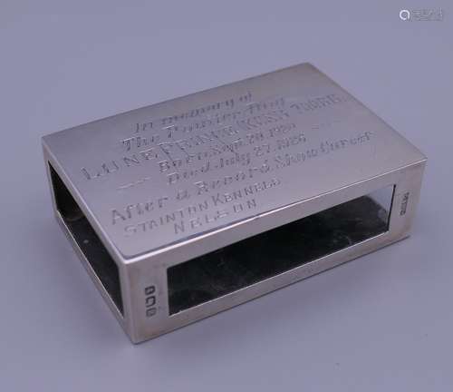 A matchbox case, inscribed 'In memory of the Pointer Dog Lun...