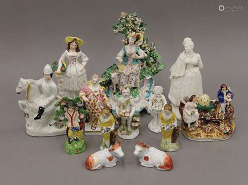 A quantity of 18th/19th century Staffordshire and other figu...