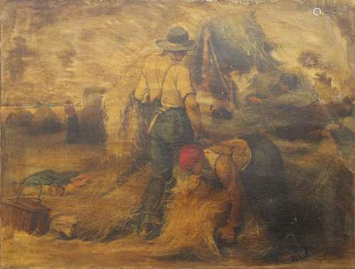 After JULIEN DUPRE (1851-1910) French, Harvest Scene, oil on...