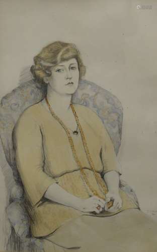 I G NEVILL, A Portrait of a Seated Lady, pencil and watercol...