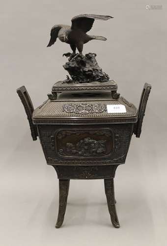 A 19th century Japanese bronze censer. 45 cm high.