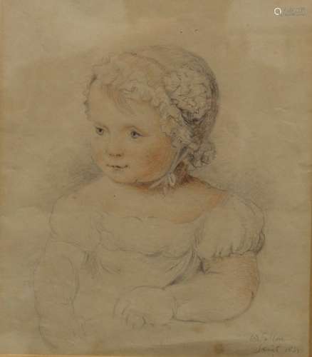 WILLIAM FALLON, A Portrait of a Child, watercolour and penci...