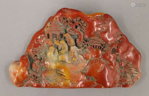 An ornamental Chinese Mountainous Scene. 25 cm wide.