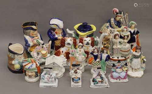 A quantity of various 19th century Staffordshire pottery, et...