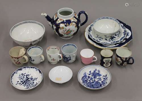 A quantity of various early English porcelain, including Wor...