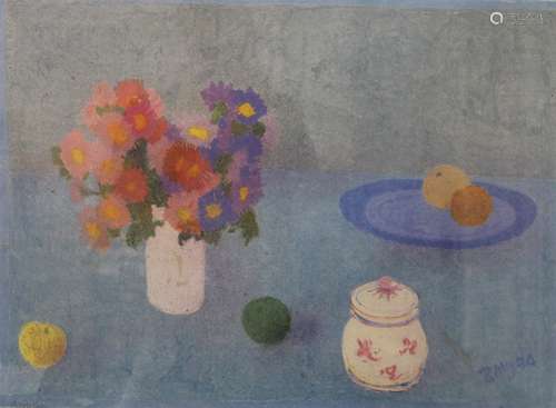 BERNARD MYERS (1925-2007) British, Still Life of Flowers and...