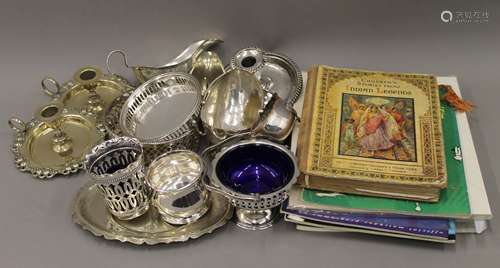 A quantity of miscellaneous items, including silver plate, b...