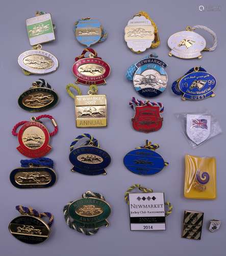 Sixteen Annual Member horse racing badges for Newmarket (199...