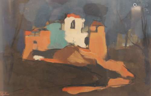 HENRI TITSELAAR (1917-2013) Dutch (AR), Red Houses, oil. 46 ...
