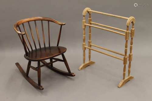 A mid-20th century rocking chair.