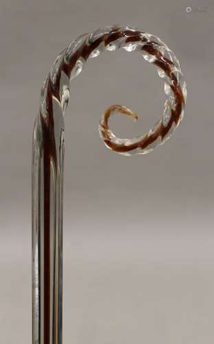 A glass walking stick. 95.5 cm high.