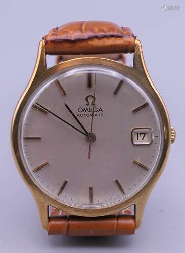 A 9 ct gold Omega gentleman's wristwatch, the back inscribed...