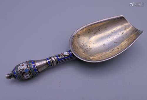 A Russian silver sugar spoon, stamped 'Made for Tiffany & Co...