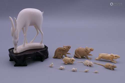 Eleven late 19th/early 20th century ivory figures of rats an...