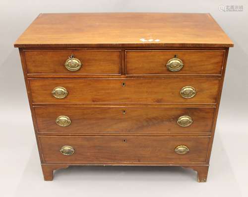 A Georgian mahogany chest of drawers. 109 cm wide.