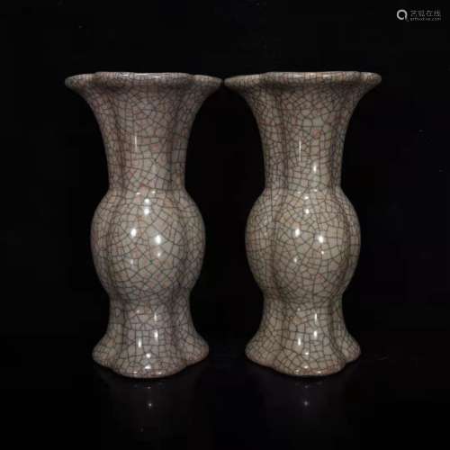 pair of chinese guan yao porcelain vases
