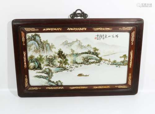 chinese famille rose porcelain hanging screen