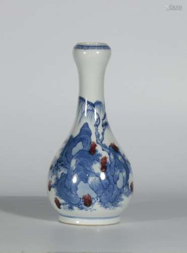 chinese blue and white porcelain garlic-head vase