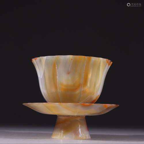 chinese agate cup and tray
