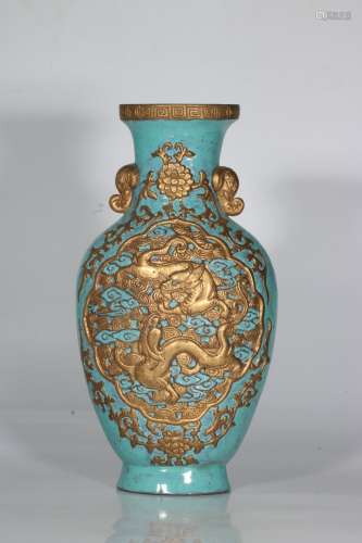 chinese green glazed porcelain binaural vase