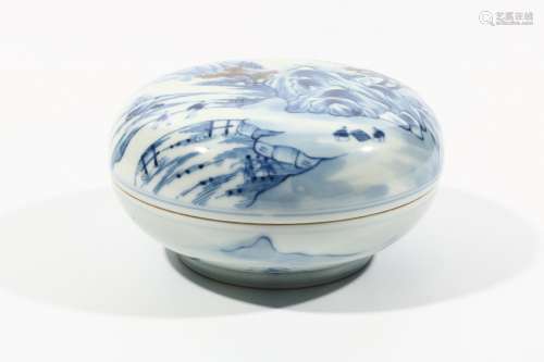 chinese blue and white porcelain inkpad box