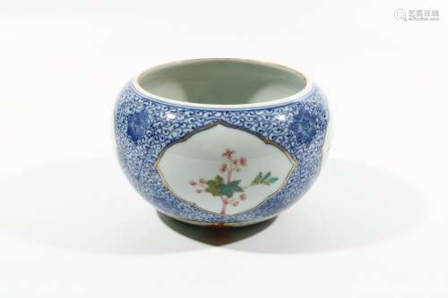 chinese blue and white famille rose porcelain washer