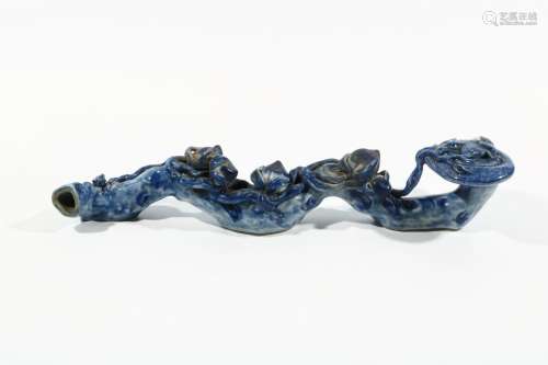 chinese blue glazed porcelain ruyi