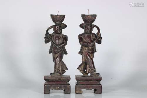 pair of chinese hongmu candlesticks