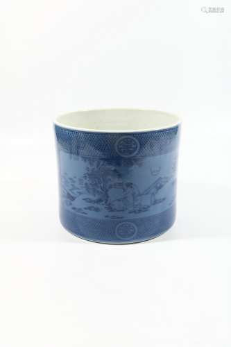 chinese blue glazed porcelain brush pot
