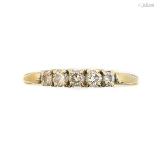 An 18ct gold diamond five stone ring,