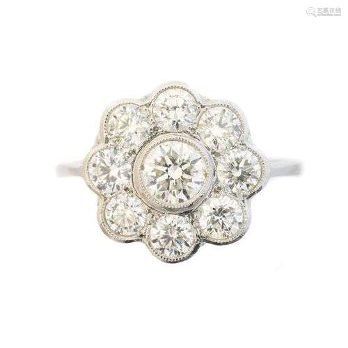 A diamond cluster ring,