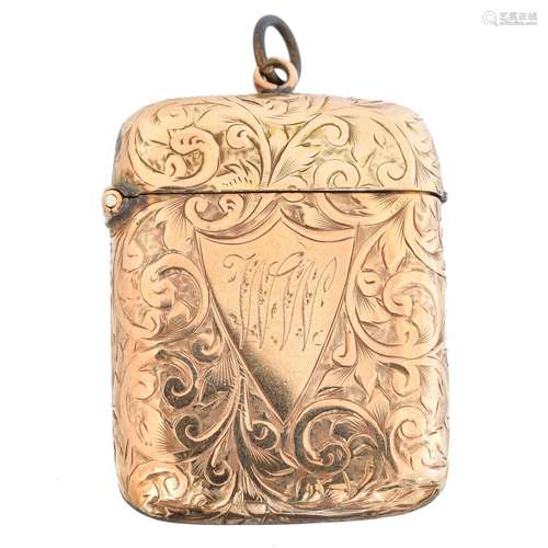 A 9ct gold vesta case,