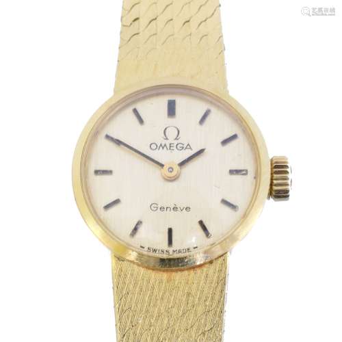 A ladies 18ct gold Omega Geneve watch,