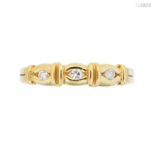 An 18ct gold diamond three stone ring,