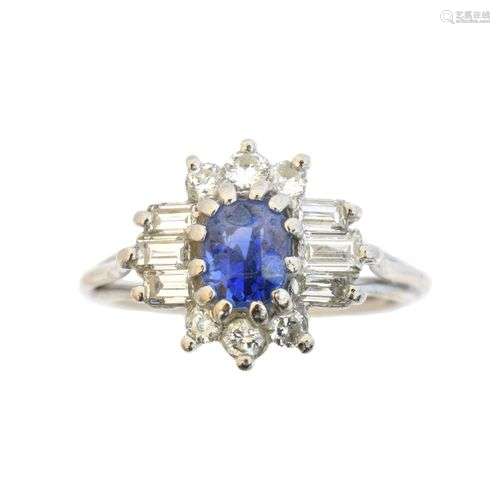 A Sri Lankan sapphire and diamond cluster ring,