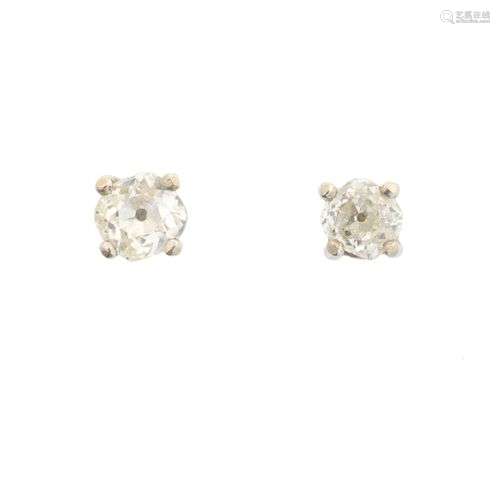 A pair of old cut diamond stud earrings,