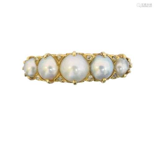 An 18ct gold split pearl and diamond dress ring,