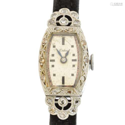 An early 20th century Eska diamond cocktail watch,