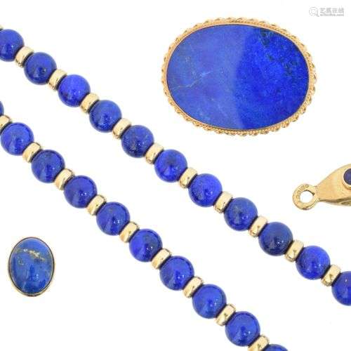 A selection of lapis lazuli jewellery,