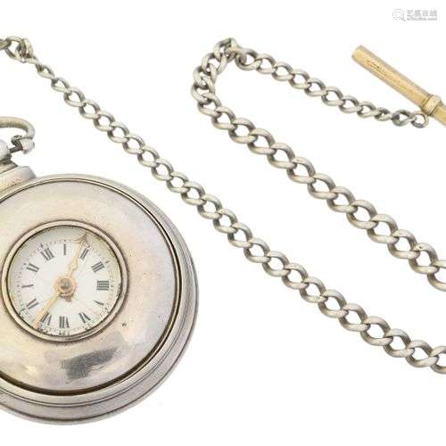 A silver half hunter verge pair cased pocket watch by E. Mat...