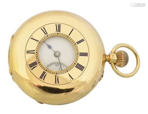 An 18ct gold half hunter pocket watch by Baume & Co.,