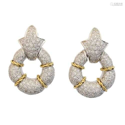 A pair of 18ct gold diamond earrings,